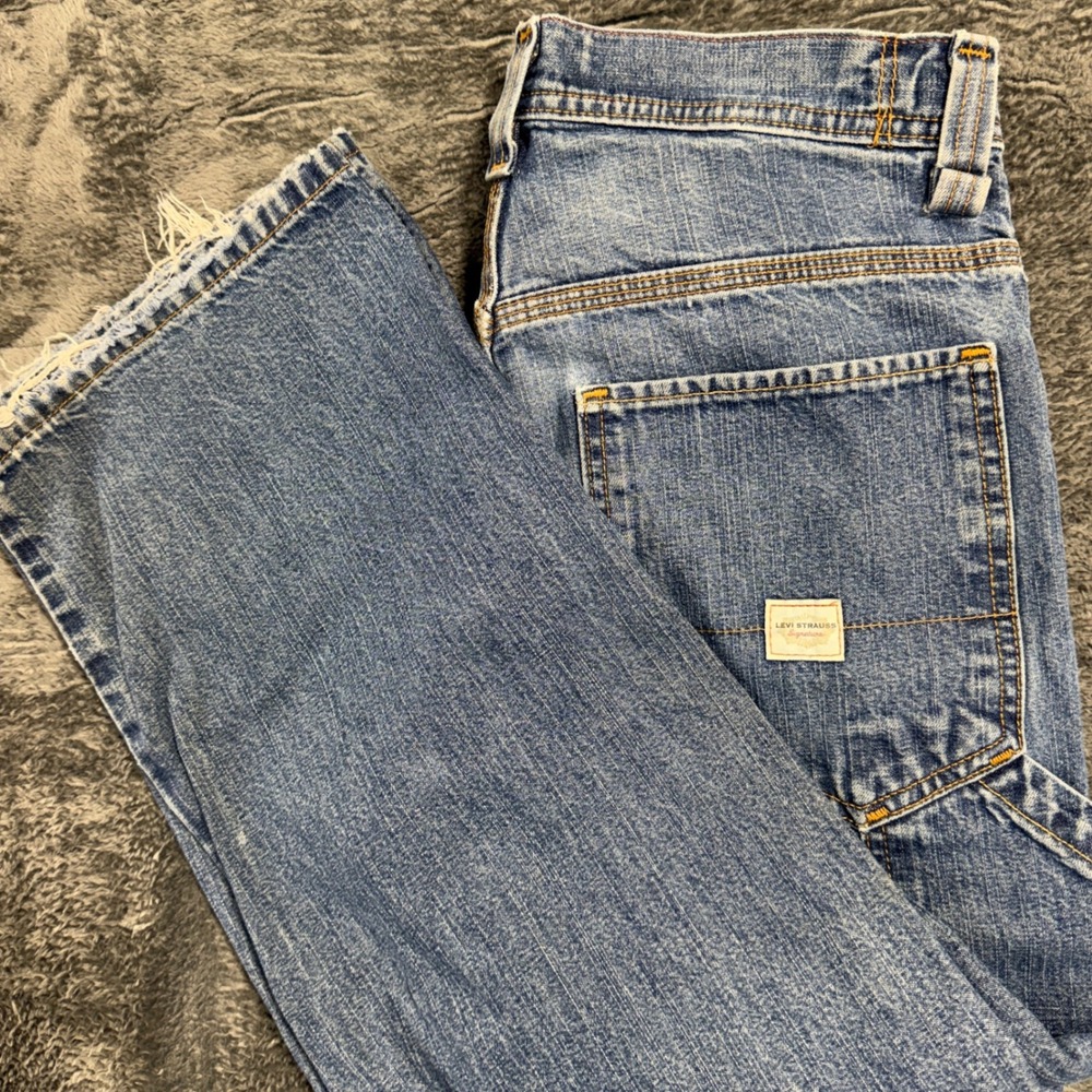 Levi Strauss Signature Carpenter Jeans Boys 16‎ Husky Blue Denim 32x27 W1717A